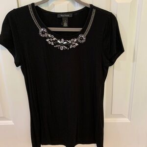 Black knit shirt with beading